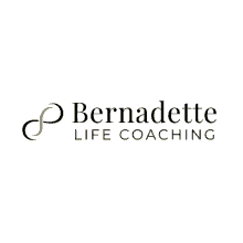 a logo for bernadette life coaching with a yellow circle