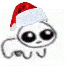 a cartoon drawing of a panda wearing a santa hat .