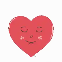 a cartoon drawing of a red heart with hearts on its cheeks