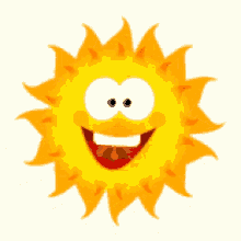 a cartoon sun with a hand on its head