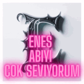 a sign that says " enes abiyi çok seviyorum " on it