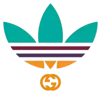 a colorful adidas logo with a gucci logo in the middle