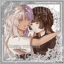 a picture of two girls hugging with the words sleepy mimi on the bottom