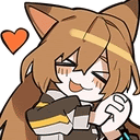 a cartoon girl with a cat ear is hugging a heart .