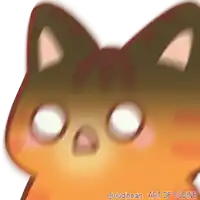 a close up of a cat 's face with the words art of yudine on the bottom