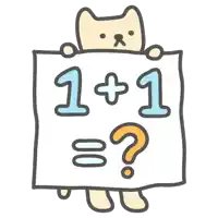 a cartoon cat holding a sign that says 1 + 1 = 2