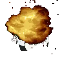 a pixel art drawing of a person holding a piece of bread