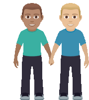 two men are holding hands in a cartoon illustration