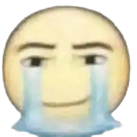 a close up of a crying emoji with tears coming out of its eyes on a white background .