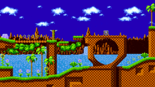 a sonic the hedgehog video game scene with a sign that says hb