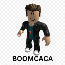 a picture of a roblox character with the word boomcaca on the bottom