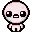 a pixel art drawing of a baby with big eyes and a crying face .