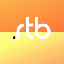 an orange and yellow background with the letters rtb