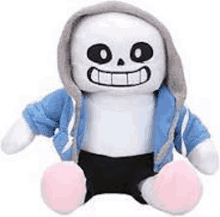 undertale sans plush toy in a hoodie