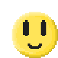 a pixel art smiley face with black eyes and a smile on it