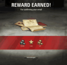 a screenshot of a game that says reward earned