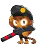 a cartoon monkey is holding a gun and wearing a hat .