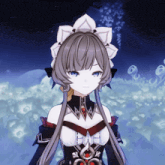 a girl in a maid costume with a flower on her head