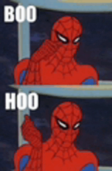 a cartoon spider man is giving a thumbs up