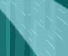 a cartoon of a man sitting in a bathtub with a blue curtain behind him
