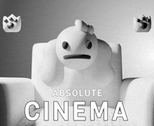 a poster for absolute cinema shows a chicken in a chair