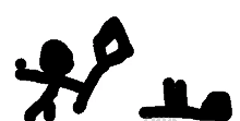 a silhouette of a stick figure standing up and a stick figure laying down .