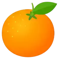 a cartoon orange with a green leaf on top