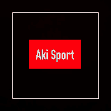 a red and white logo for aki sport