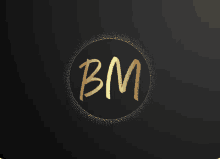 a black background with the letter bm in a circle