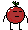 a pixel art illustration of an apple with arms and legs and a face .