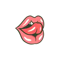 a cartoon drawing of a woman 's lips with her tongue out