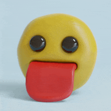 a yellow smiley face with a red tongue sticking out of it