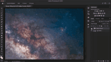 a screenshot of adobe photoshop cc 2018 with a picture of the milky way