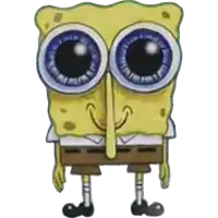 a cartoon drawing of spongebob with big eyes and a long nose
