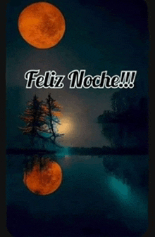 a picture of a full moon with the words feliz noche written below it