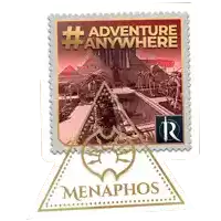 a stamp that says adventure anywhere is next to a stamp that says menaphos