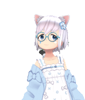 a cartoon girl wearing glasses and a cat ear