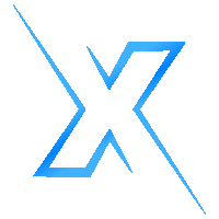 a blue x on a white background with a diagonal line going through it