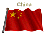 a red flag with a yellow star is waving in the wind with the word china above it