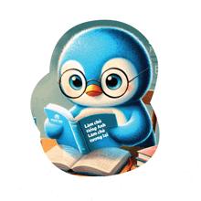 a penguin with glasses is reading a book that says ocean edu