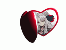 a heart shaped mirror with a girl on it