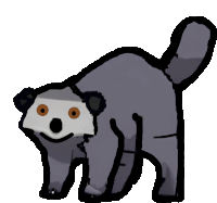 a drawing of a gray animal with a smile on its face