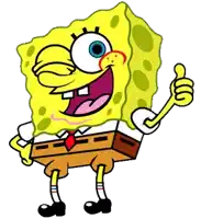 a cartoon of spongebob giving a thumbs up on a white background