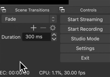 a screenshot of a screen showing the start streaming option