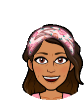 a cartoon drawing of a woman wearing a pink headband