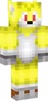 a minecraft skin of a yellow and white tiger with red eyes .