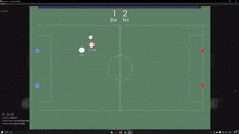 a computer screen shows a soccer game with the score 1 to 3 blue and red