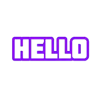 the word hello is surrounded by multicolored confetti on a white background
