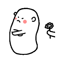 a cartoon drawing of a potato with a sad face and a hand holding a flower .