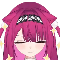 a close up of a girl with long pink hair